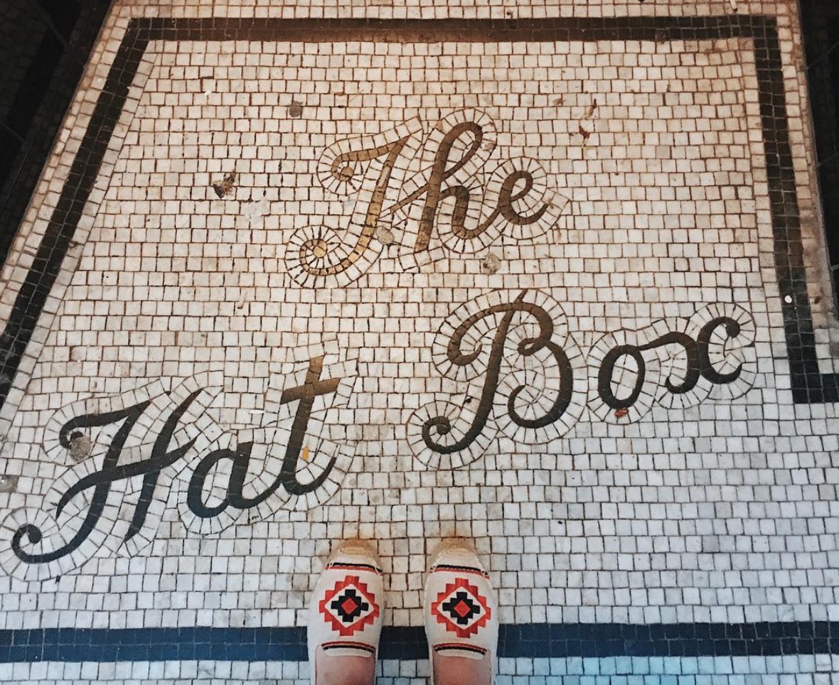 the hat box vintage shop floor mosaic brighton