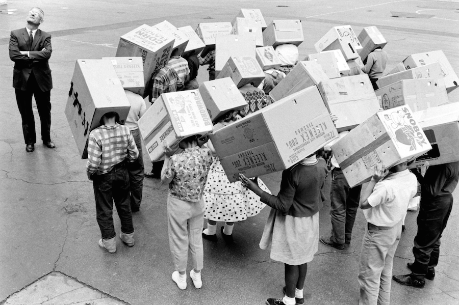 children with sun scope boxes