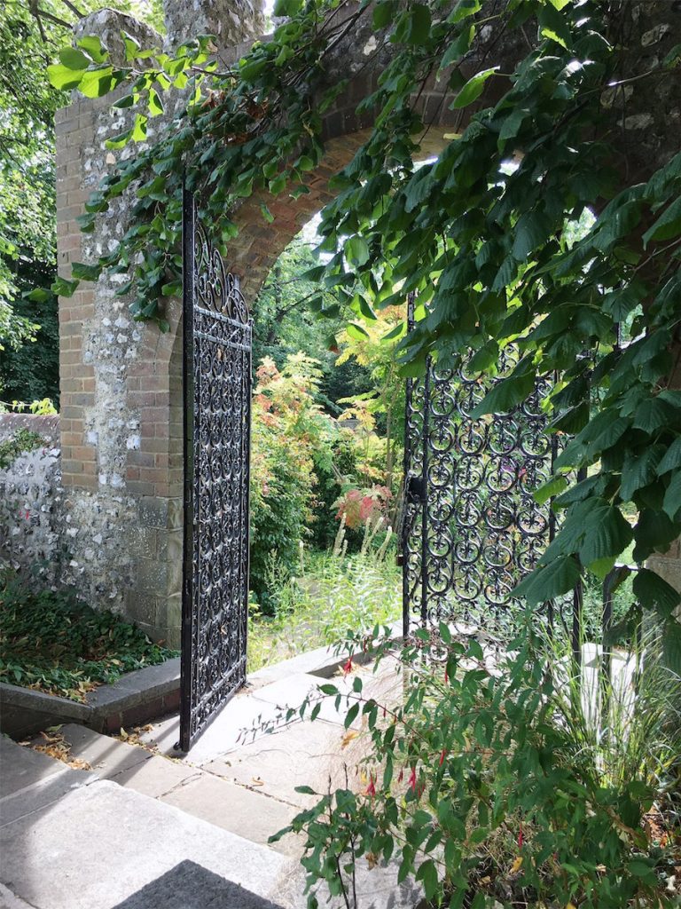 wrought iron gate surrounded by trees