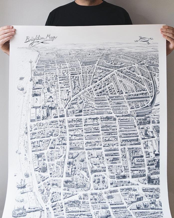 brighton map print malcolm davies