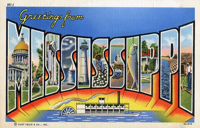 mississippi vintage travel postcard