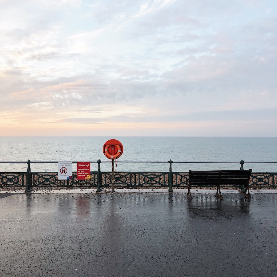 Brighton seafront in rain