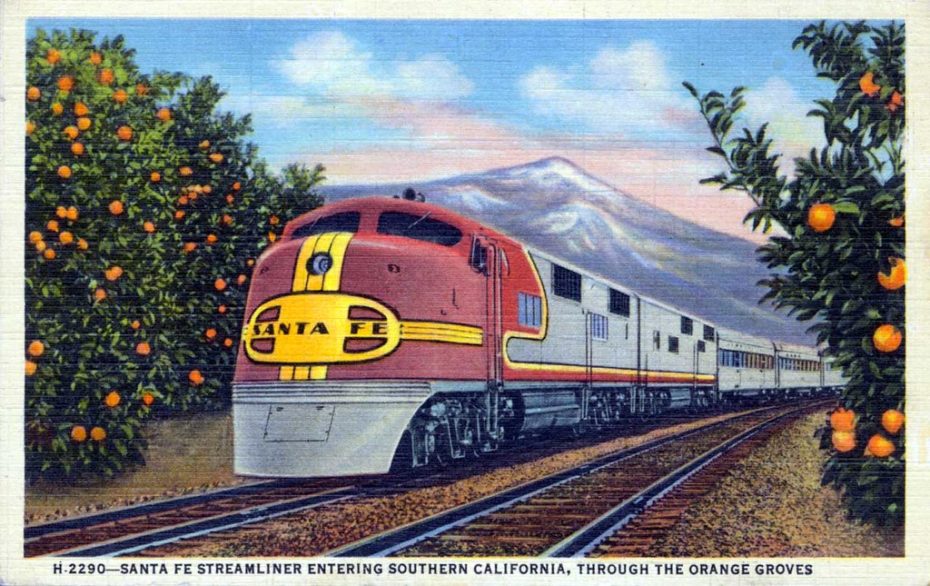 super chief train postcard