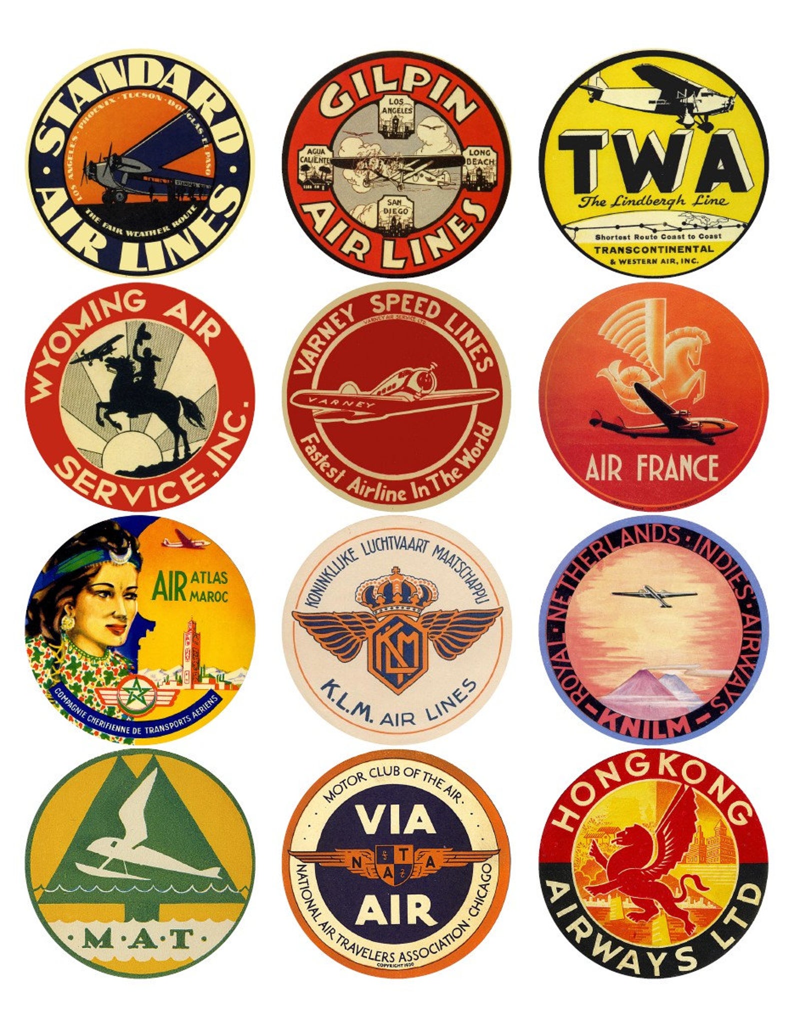 vintage airline luggage labels