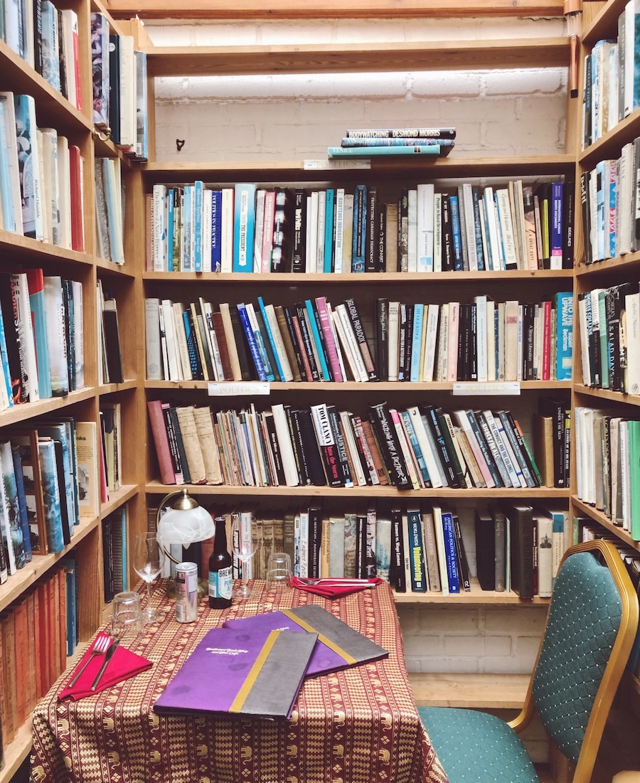 table in a bookshop