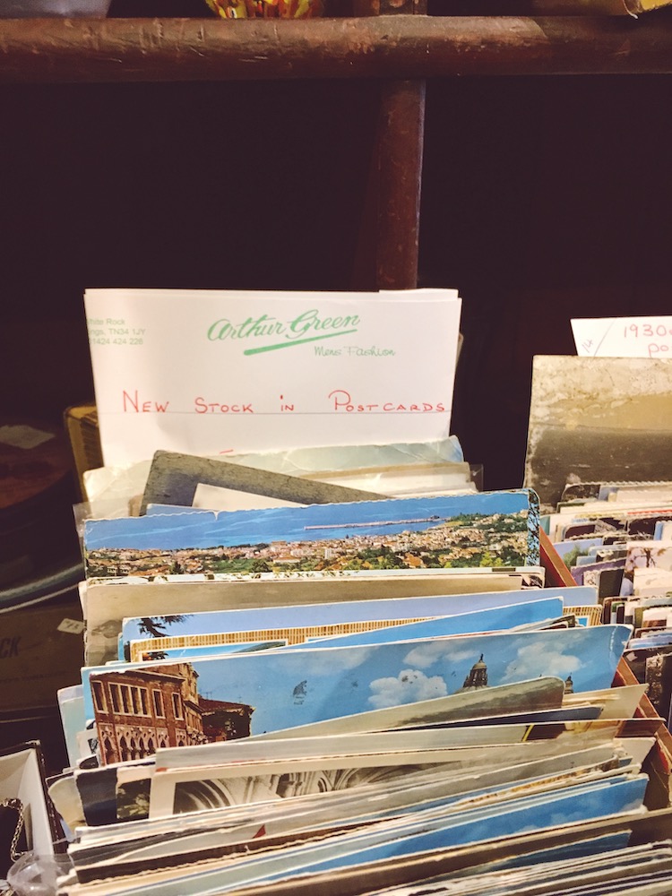 box of old postcards