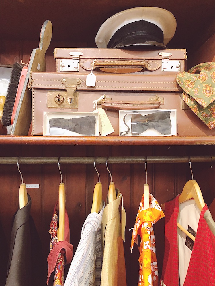 vintage suitcases on shelf