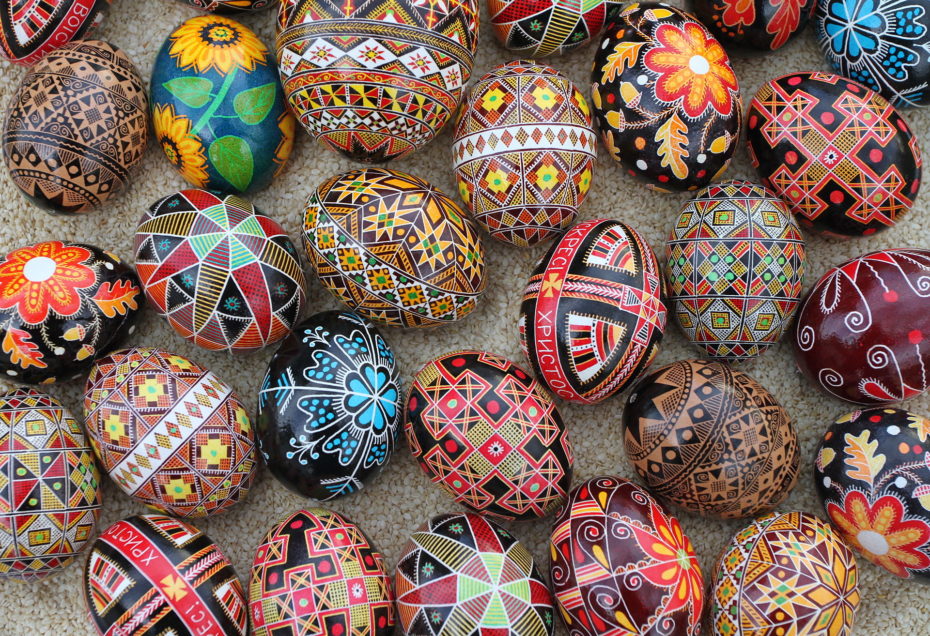 colourfully painted Ukrainian Easter eggs