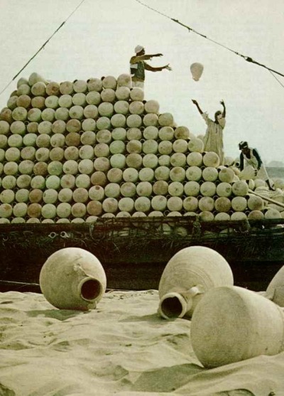 water jugs being stacked in Egypt
