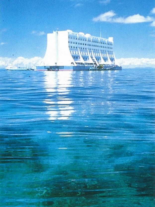 floating hotel on blue water
