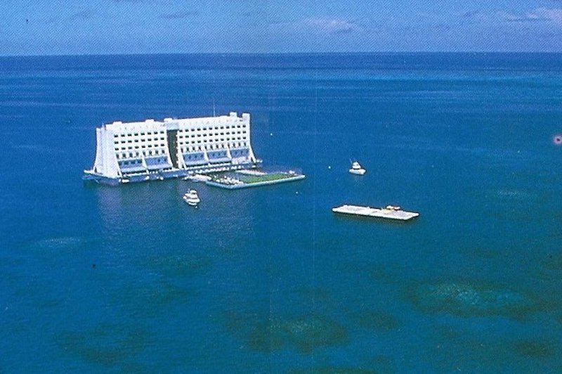 hotel floating in the ocean
