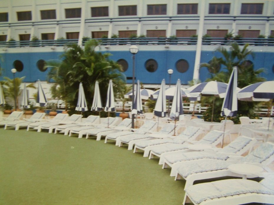 a row of sunloungers