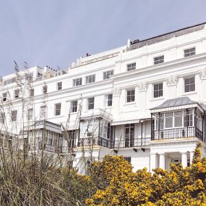 whitewashed regency townhouses