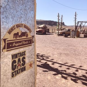 abandoned film set in the desert