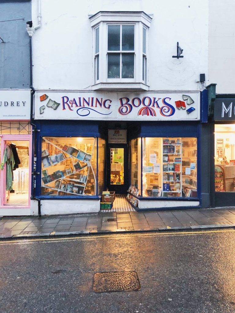 raining books shopfront brighton