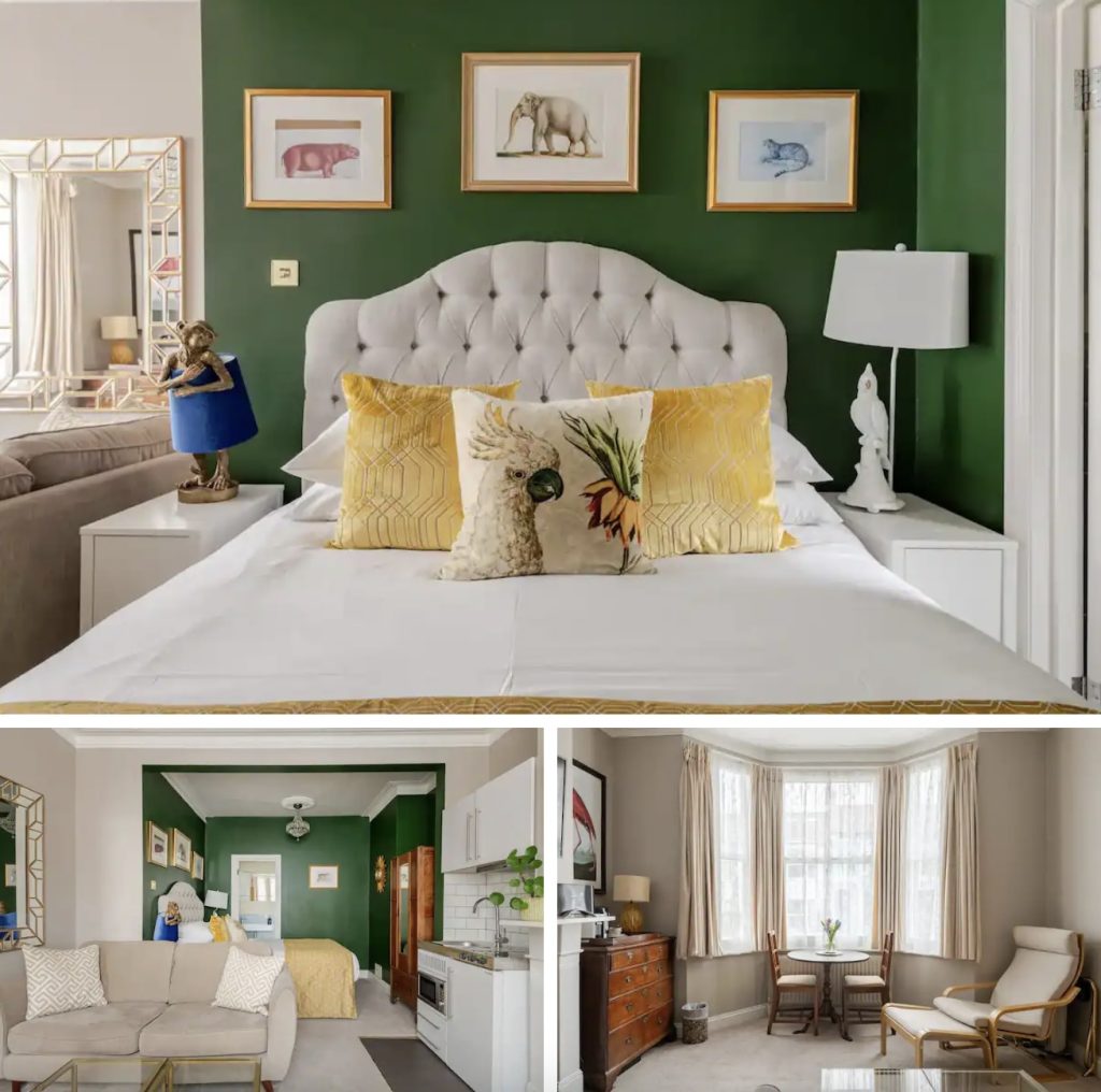 pictures of a stylist airbnb studio in brighton