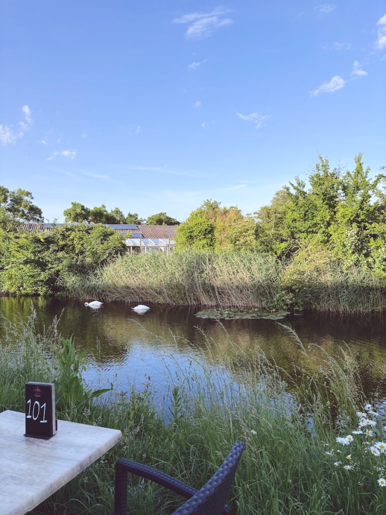View from the terrace of Fort NOXX, a restaurant in a reimagined historic fort in Hoofddorp, North Holland